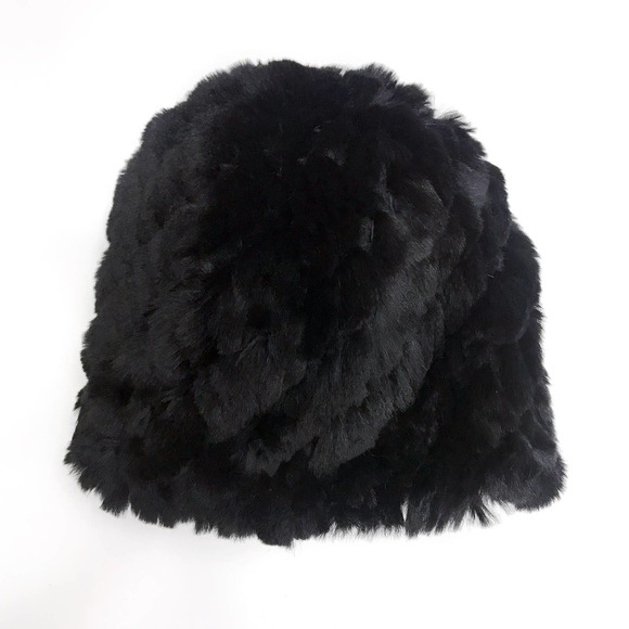 NWT Reversible Knit Beanie Genuine Fur Hat in Solid Black Overstock MSRP $68 - Picture 2 of 7